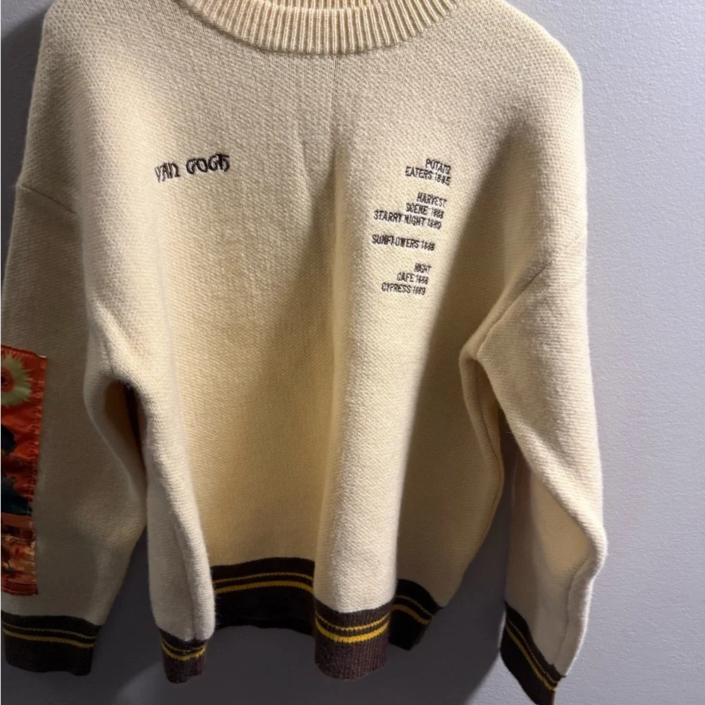 Aelfric Eden Cream and Brown Crewneck Sweater with Minimalist Design Van Gogh - Picture 1 of 6